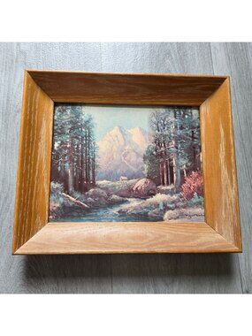 Vintage Robert Wood "Majestic Peaks" Framed Print 8" X 10" Rustic Mountain Lands